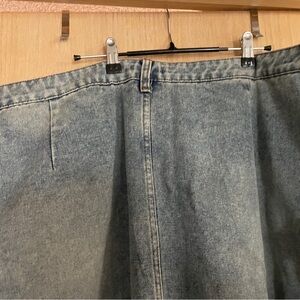 Light Wash Denim Distress Cargo Maxi Skirt